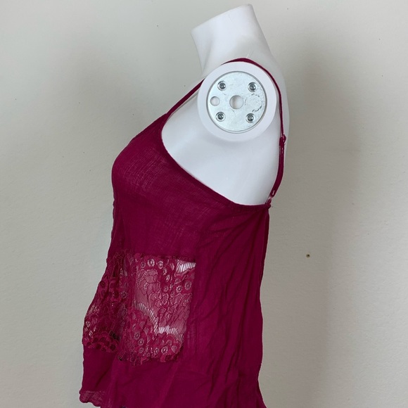 Jrs Maroon lace tank top size L - Picture 3 of 5